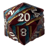 Würfel Stube Rote Metallwürfel mit blauen & goldenen Streifen W20