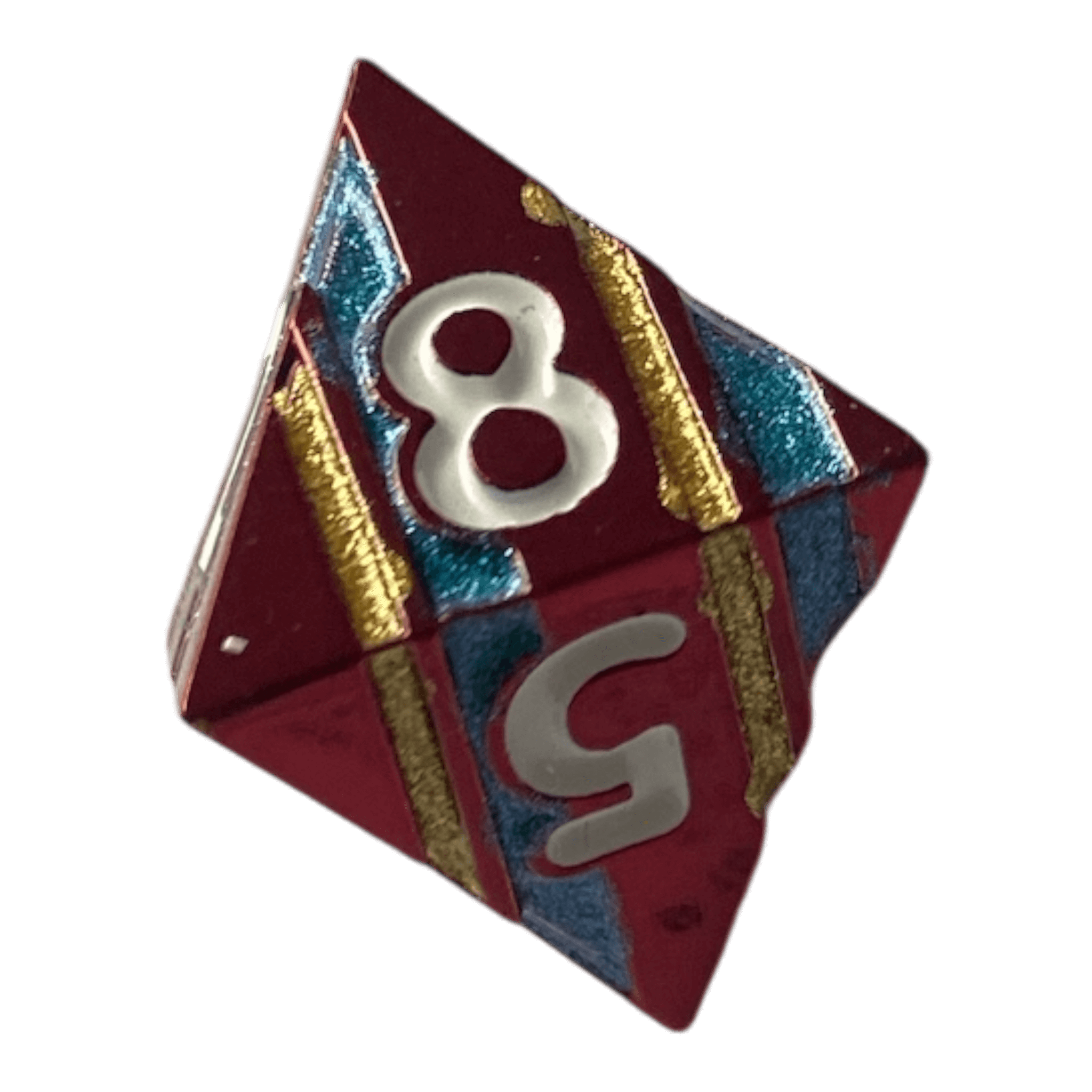 Würfel Stube Rote Metallwürfel mit blauen & goldenen Streifen W8