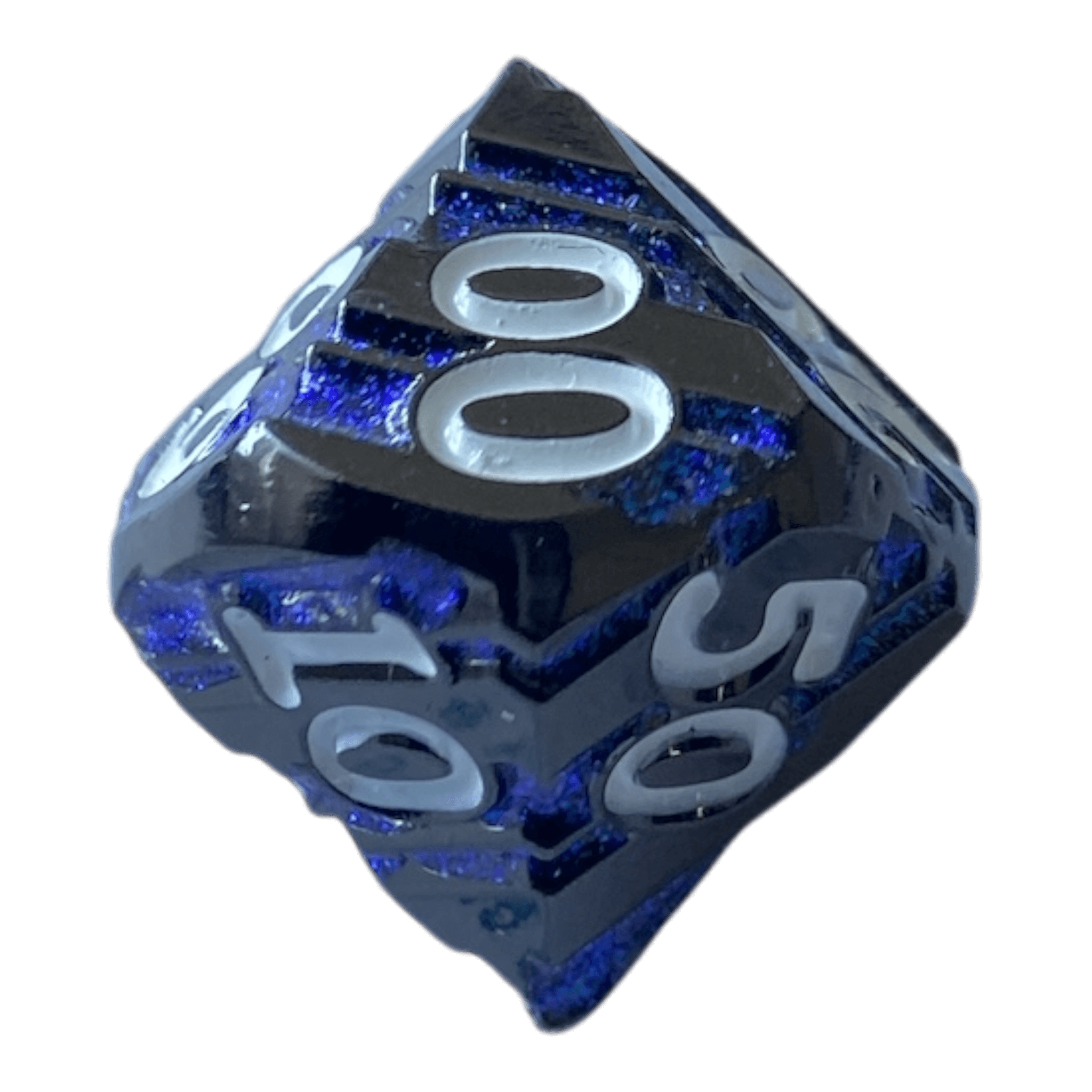 Würfel Stube Schwarzer Nickel mit blauen Streifen Metallwürfel W10-0