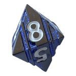 Würfel Stube Schwarzer Nickel mit blauen Streifen Metallwürfel W8