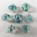 Waerfel Stube Shimmer Dice clear-teal Set