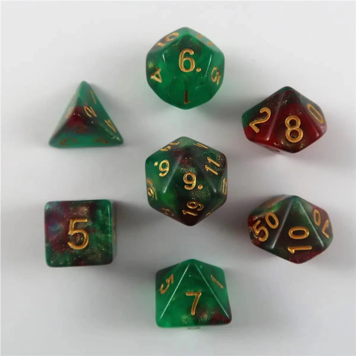 Waerfel Stube Shimmer Dice green-red Set