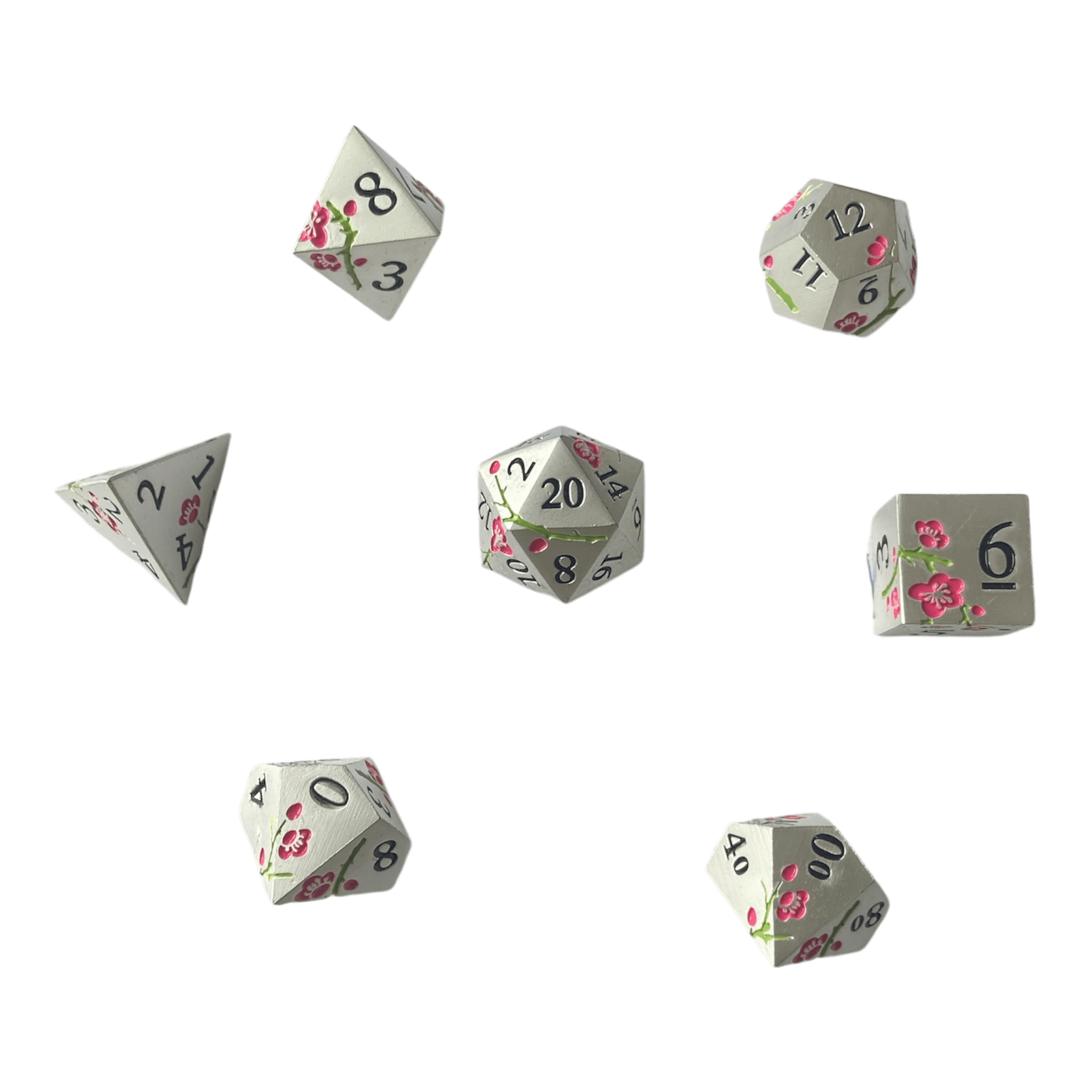 Würfel Stube Silber Metallwürfel mit pinken Magnolien Blüten Set