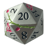 Würfel Stube Silber Metallwürfel mit pinken Magnolien Blüten W20