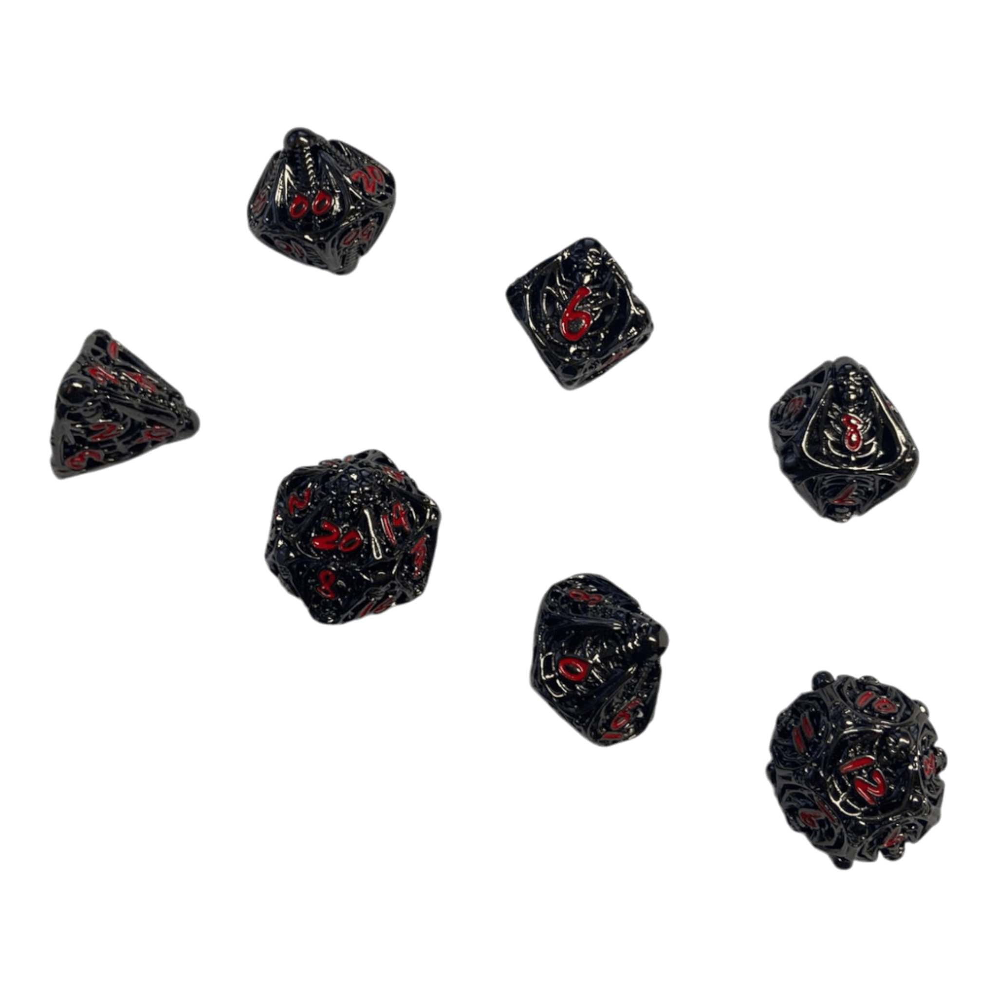 Würfel Stube Totenkopf Metallwürfel-Set (Schwarz mit roten Nummern) - 18mm