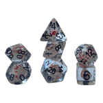 Würfel Stube Transparente Würfel mit Totenkopf - Bluttropfen Set