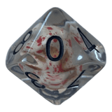 Würfel Stube Transparente Würfel mit Totenkopf - Bluttropfen W10