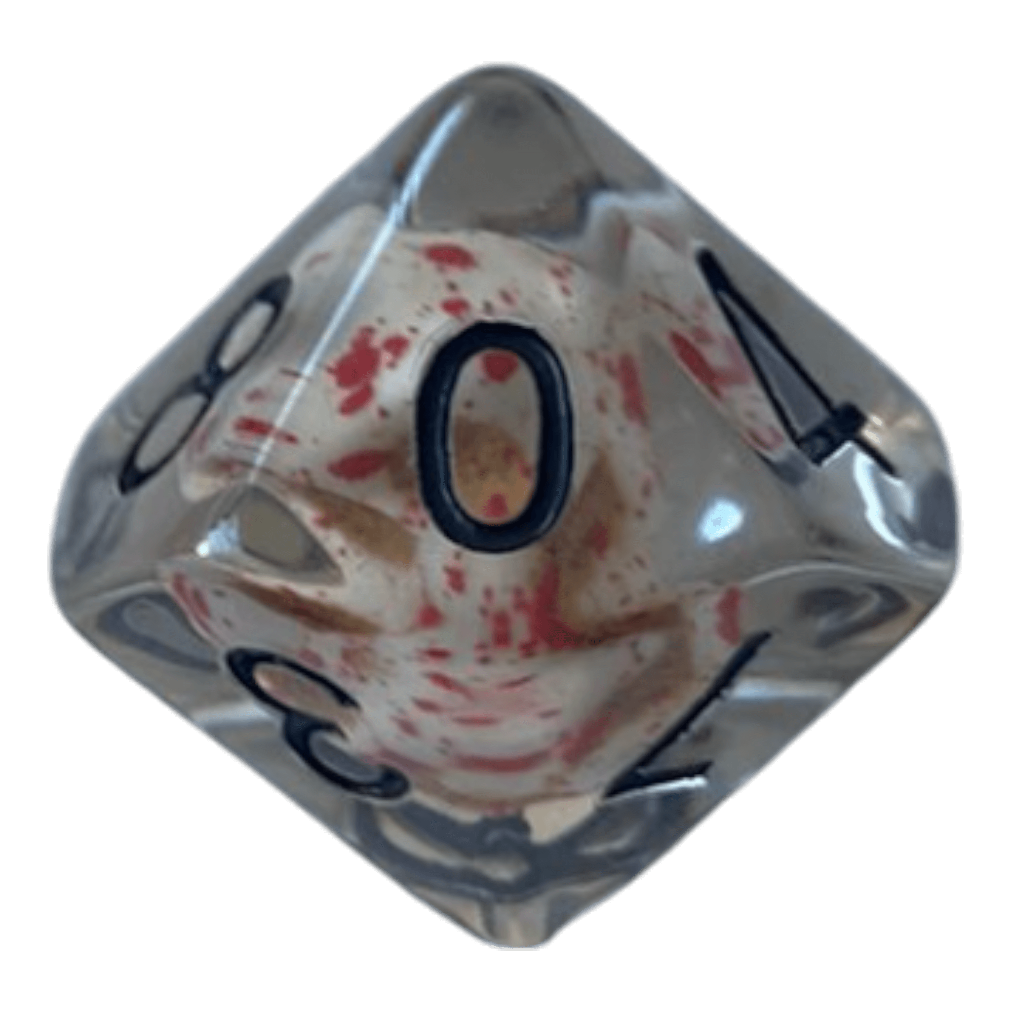 Würfel Stube Transparente Würfel mit Totenkopf - Bluttropfen W10