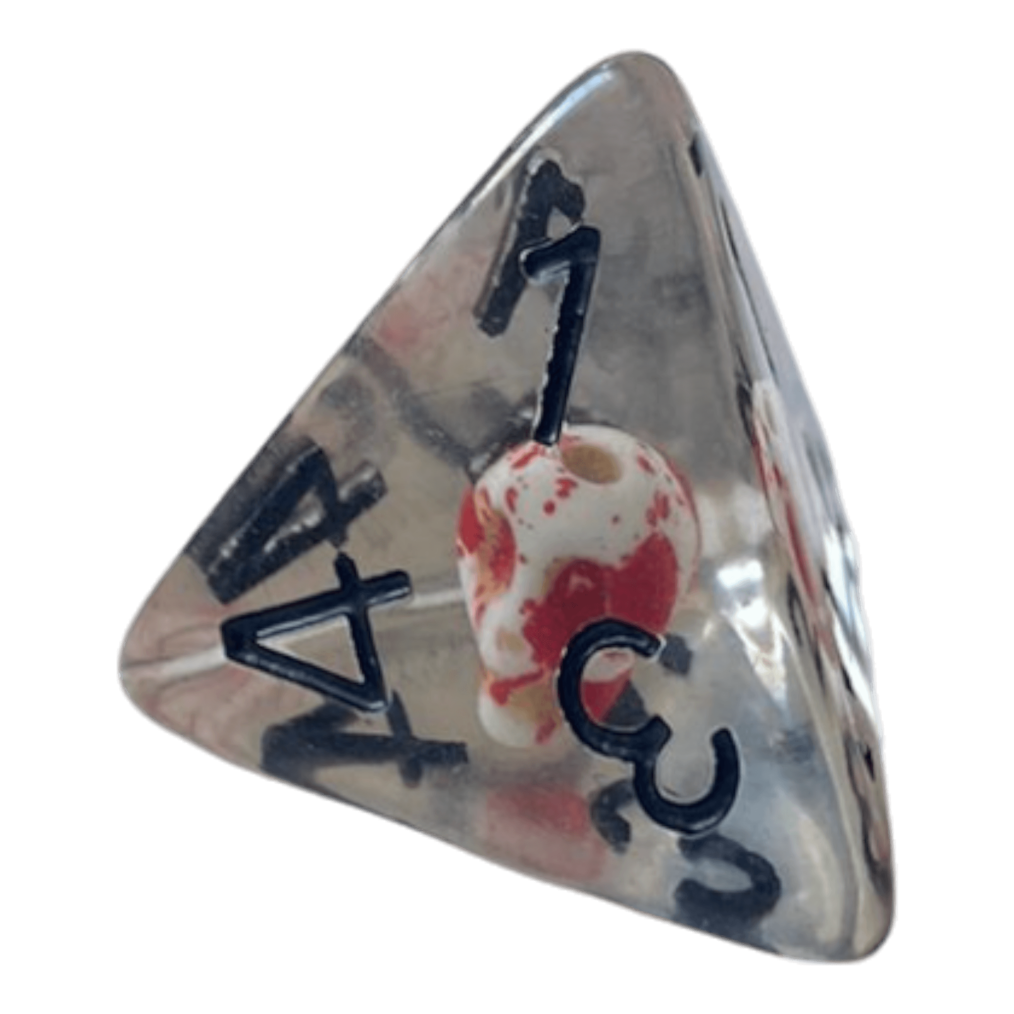Würfel Stube Transparente Würfel mit Totenkopf - Bluttropfen W4
