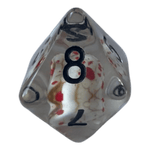 Würfel Stube Transparente Würfel mit Totenkopf - Bluttropfen W8