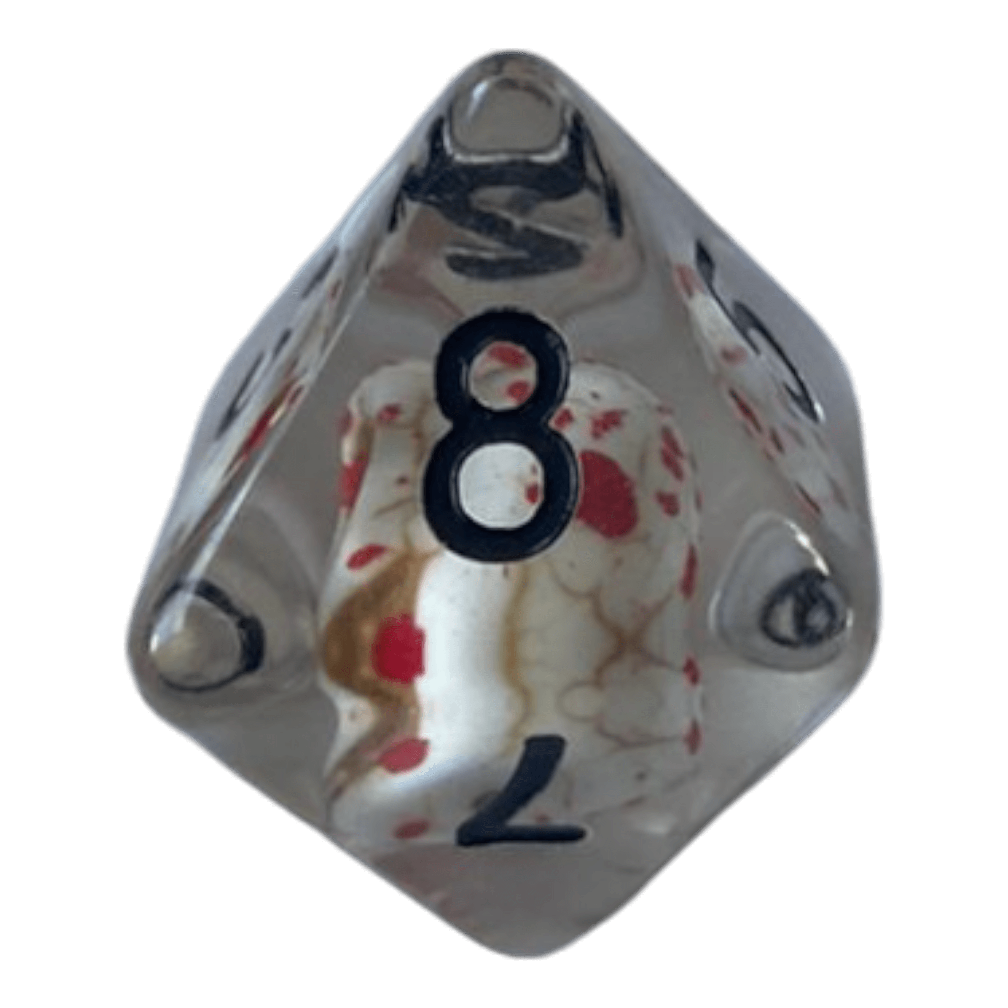 Würfel Stube Transparente Würfel mit Totenkopf - Bluttropfen W8