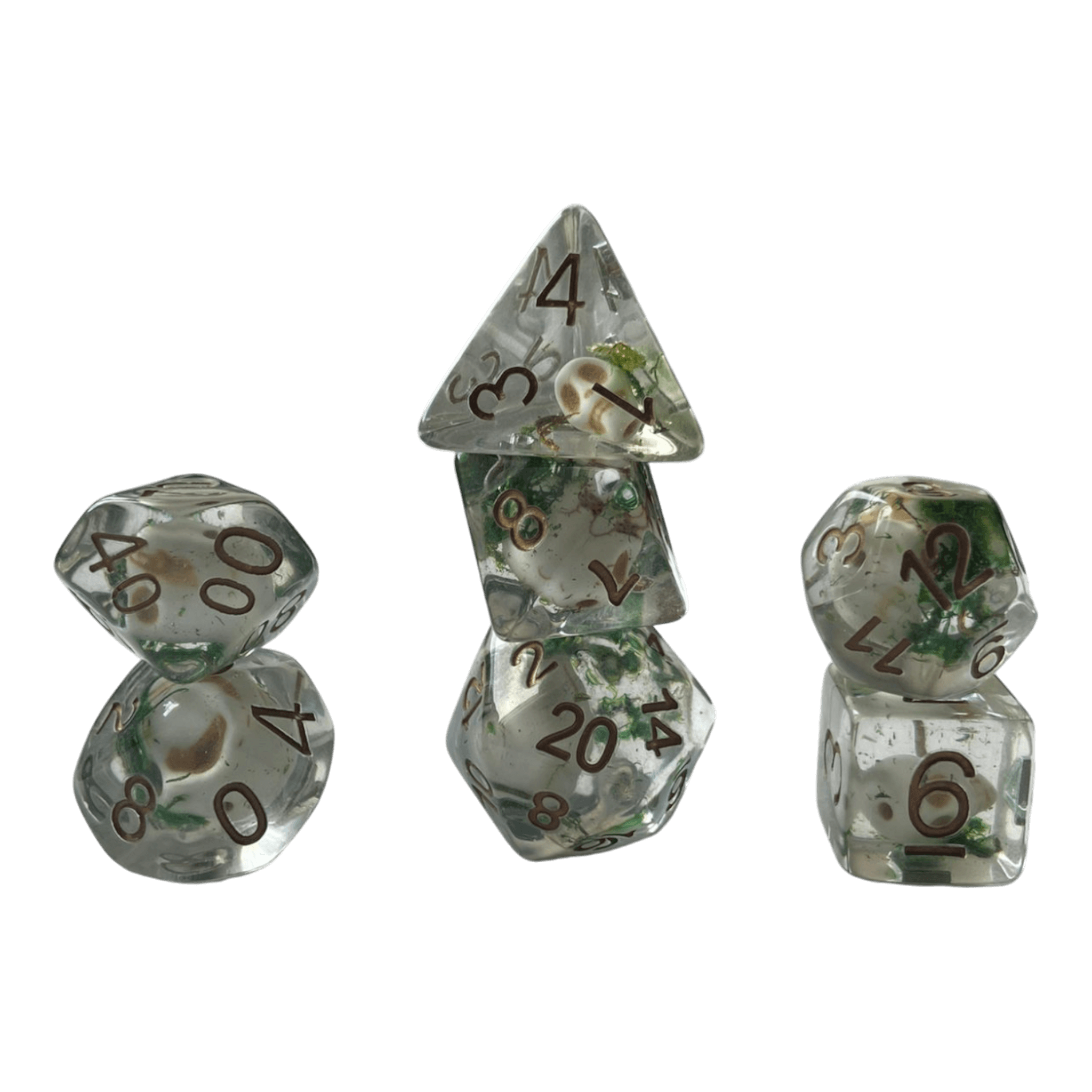 Würfel Stube Transparente Würfel mit Totenkopf - grün Set