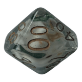 Würfel Stube Transparente Würfel mit Totenkopf - grün W10-0