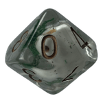 Würfel Stube Transparente Würfel mit Totenkopf - grün W10