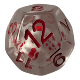 Würfel Stube Transparente Würfel mit Totenkopf & roten Ziffern - Bluttropfen W12