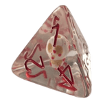 Würfel Stube Transparente Würfel mit Totenkopf & roten Ziffern - Bluttropfen W4