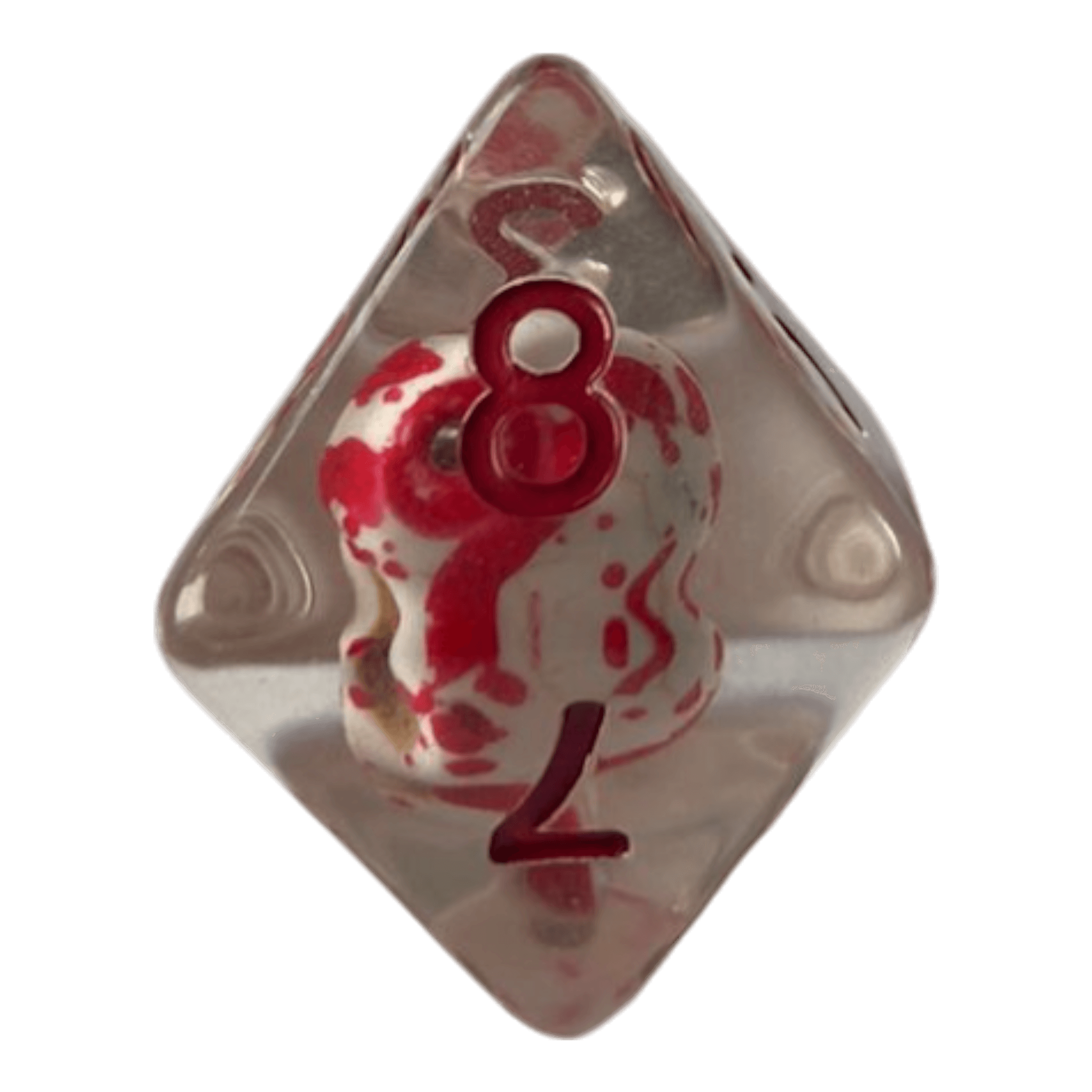 Würfel Stube Transparente Würfel mit Totenkopf & roten Ziffern - Bluttropfen W8