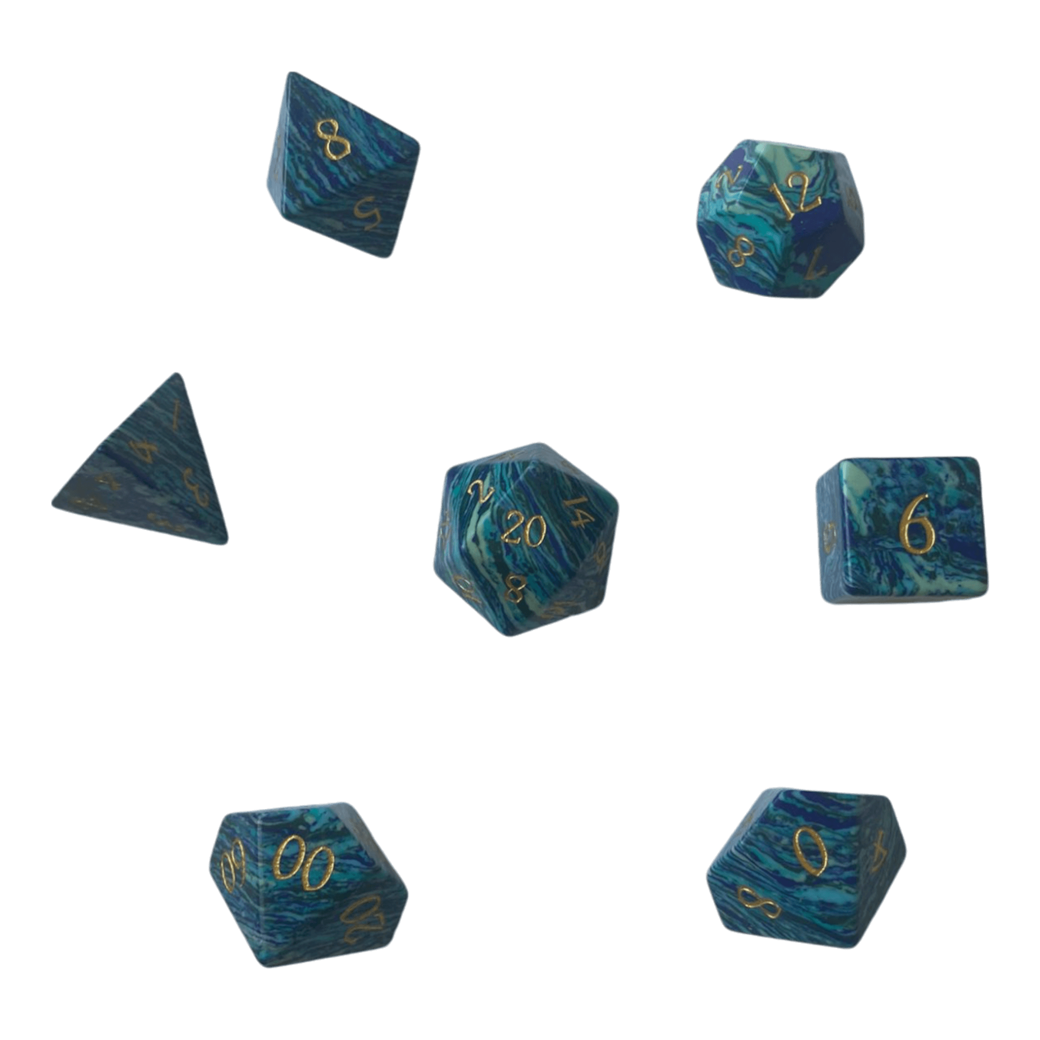 Waerfel Stube Turquoise Blau Edelsteinwürfel Set