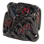 Würfel Stube W10-0 Totenkopf Metallwürfel (Schwarz mit roten Nummern) - 18mm