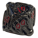 Würfel Stube W10-0 Totenkopf Metallwürfel (Schwarz mit roten Nummern) - 18mm