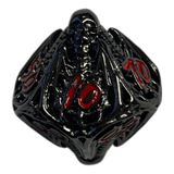Würfel Stube W10-0 Totenkopf Metallwürfel (Schwarz mit roten Nummern) - 18mm