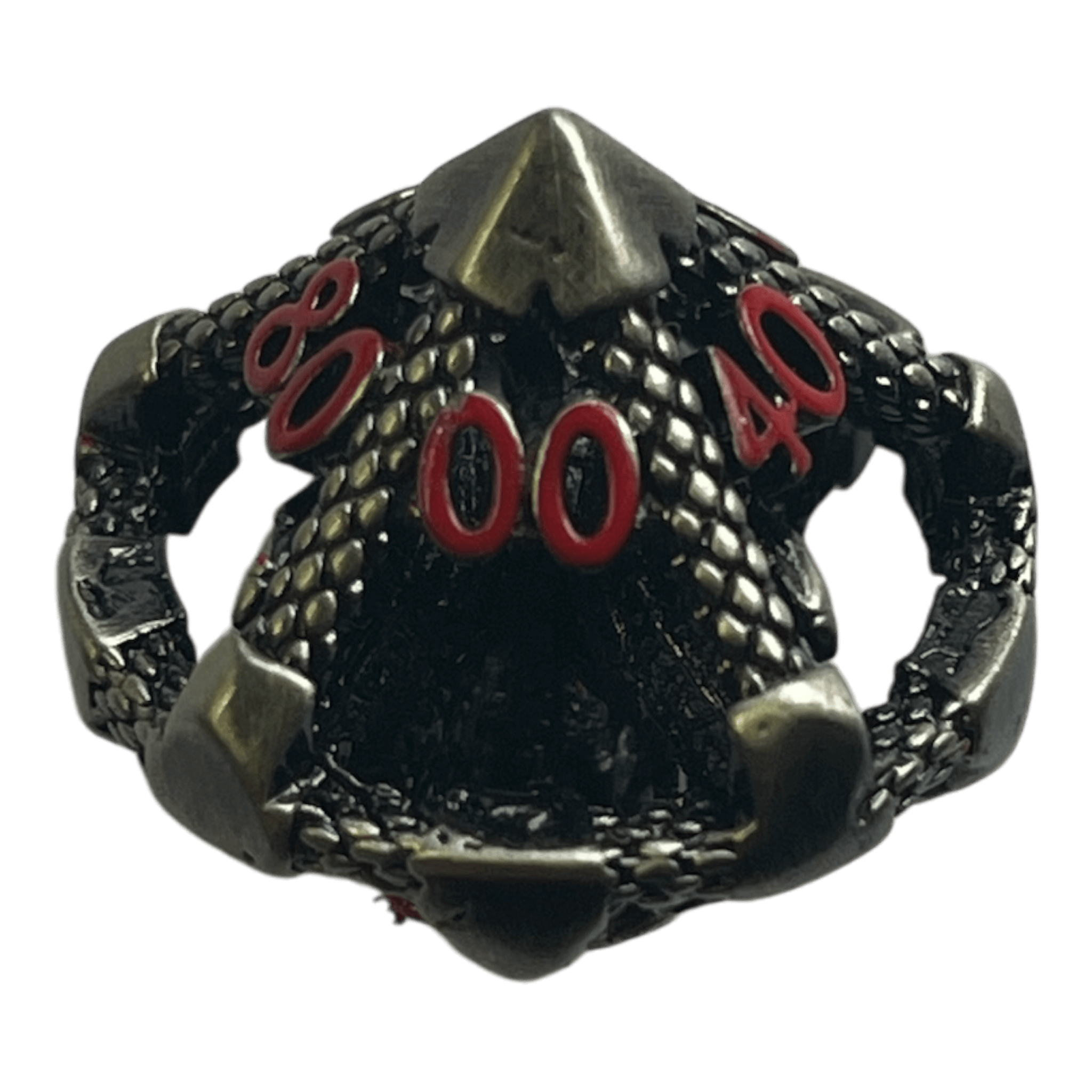 Würfel Stube W10 Drachenwürfel (Nickel mit roten Nummern) - 18mm