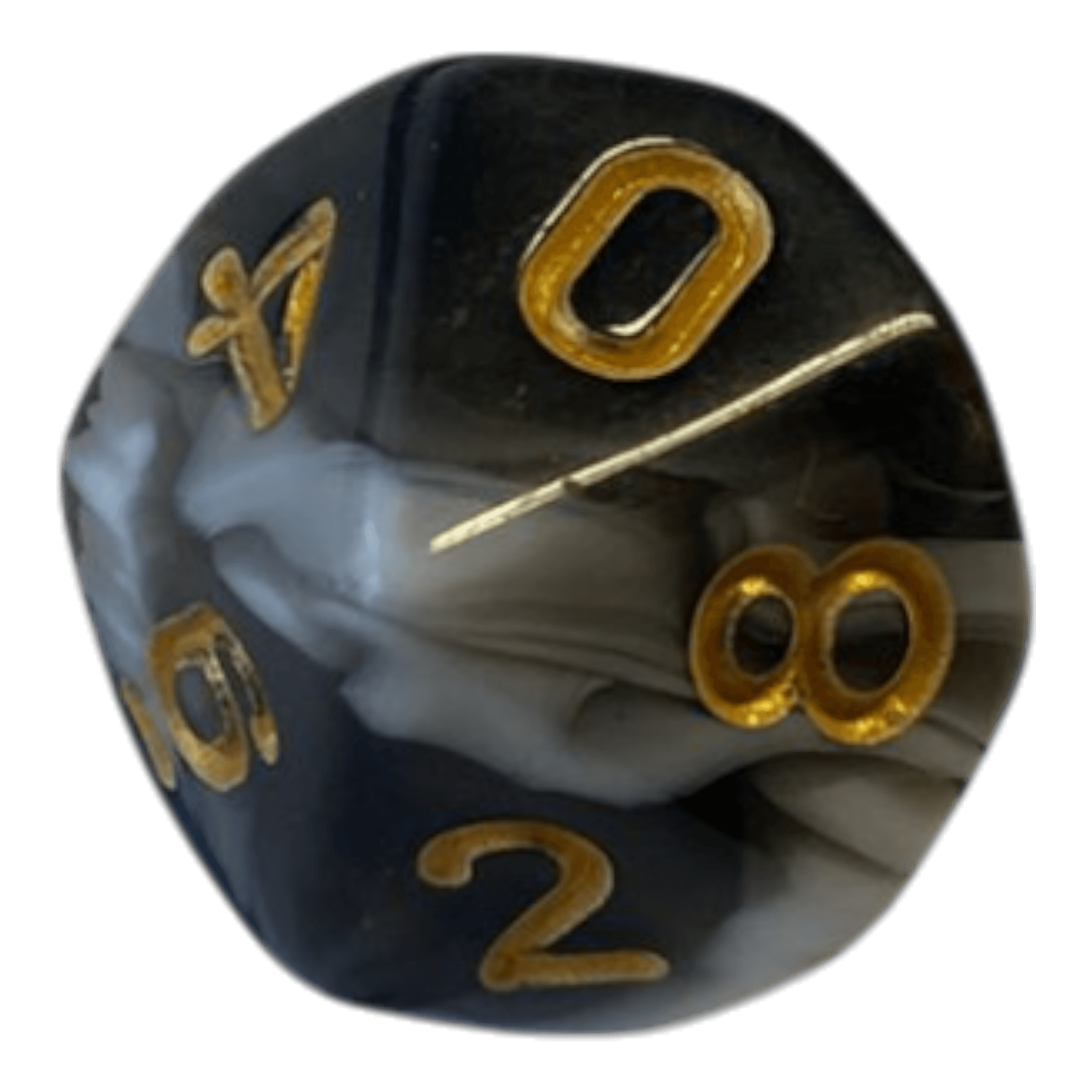 Würfel Stube W10 Marmorierter Würfel Schwarz-Weiß mit goldenen Zahlen