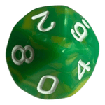 Würfel Stube W10 Perlmuttwürfel in Grün & Gelb
