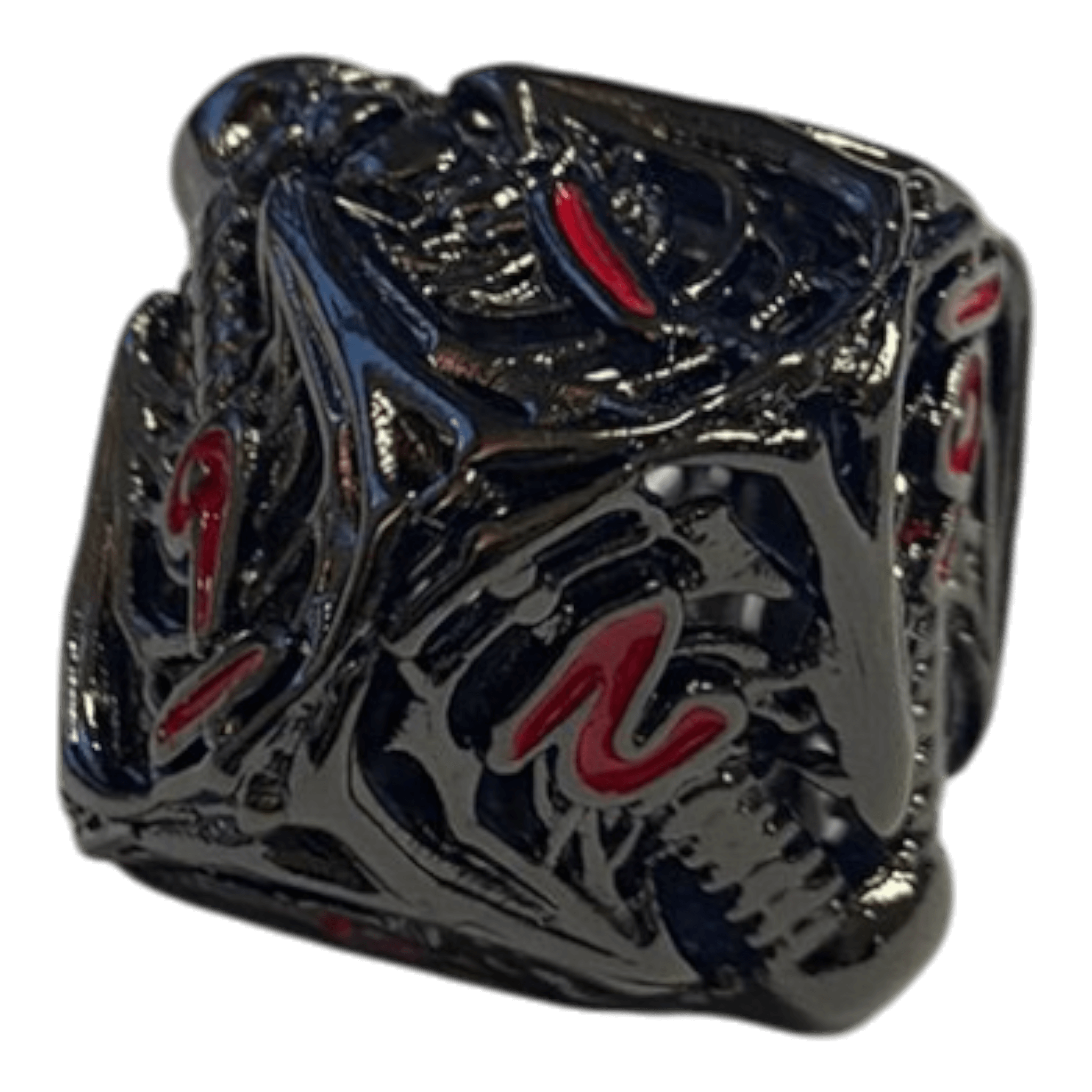 Würfel Stube W10 Totenkopf Metallwürfel (Schwarz mit roten Nummern) - 18mm
