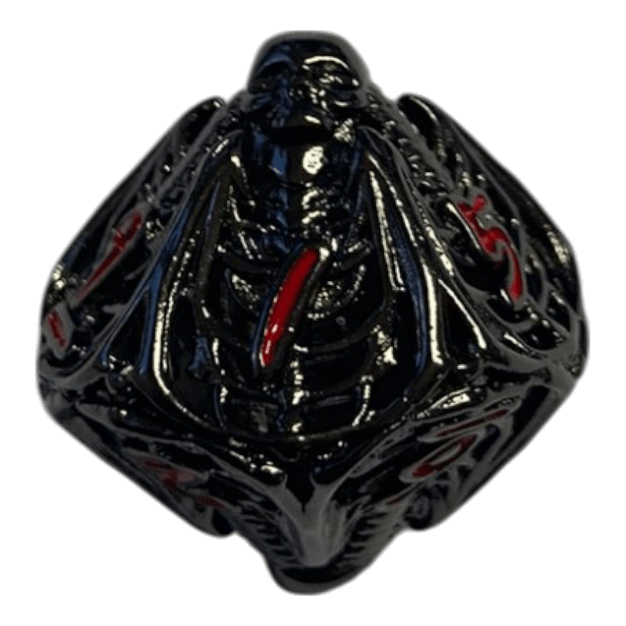 Würfel Stube W10 Totenkopf Metallwürfel (Schwarz mit roten Nummern) - 18mm