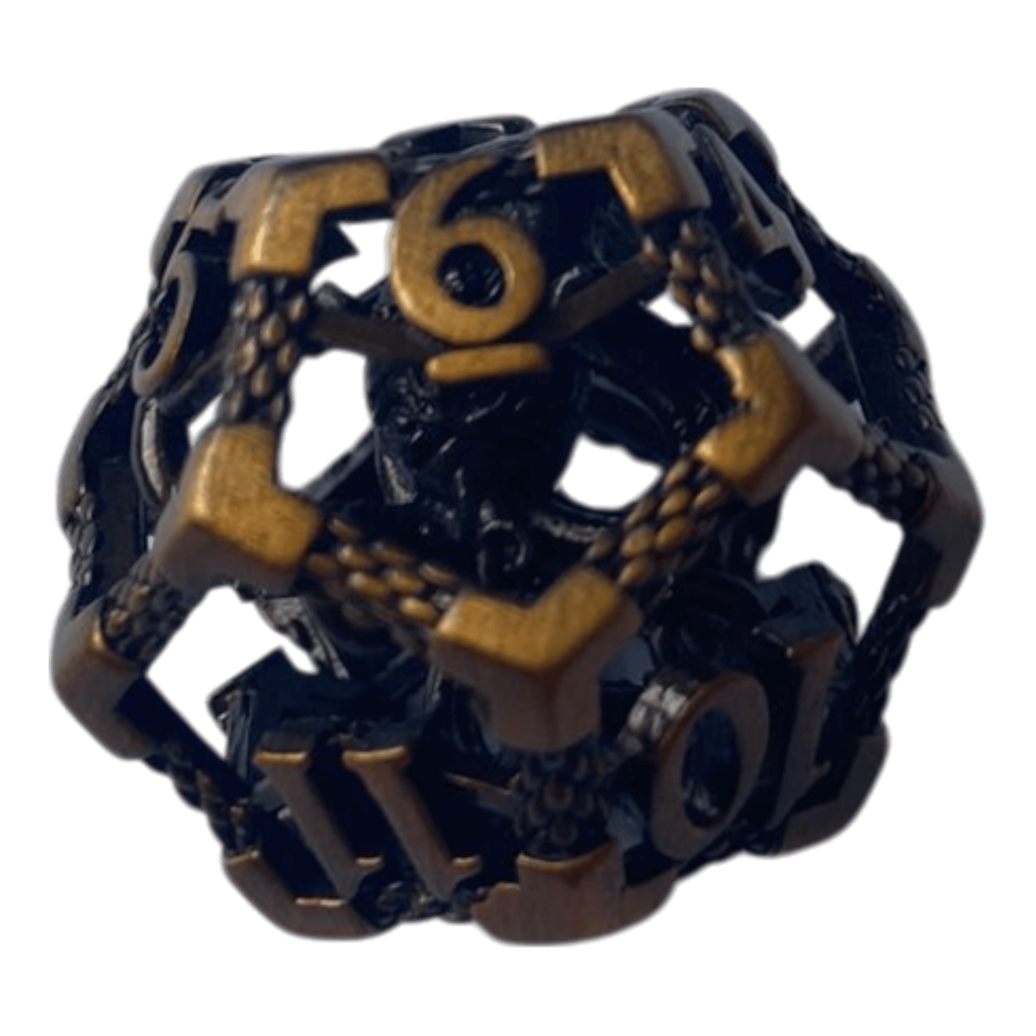 Würfel Stube W12 Oktopus Metallwürfel (Ancient Gold mit goldenen Nummern) - 18mm