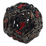 Würfel Stube W12 Totenkopf Metallwürfel (Schwarz mit roten Nummern) - 18mm