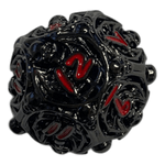 Würfel Stube W12 Totenkopf Metallwürfel (Schwarz mit roten Nummern) - 18mm