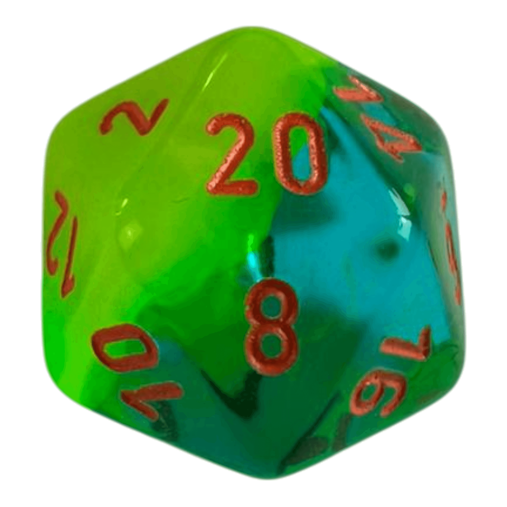 Chessex W20 Chessex Gemini Plasma Green/Teal/Orange