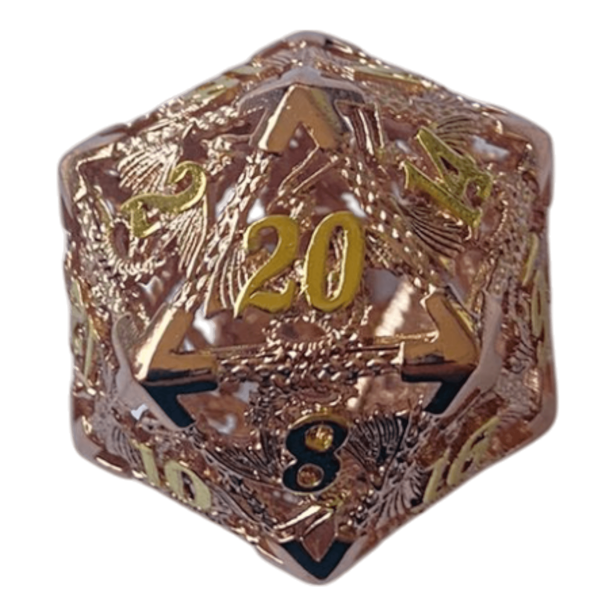 Würfel Stube W20 Drachenwürfel-Set (Kupfer mit goldenen Nummern) - 18mm