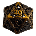 Würfel Stube W20 Metallwürfel mit fliegenden Drachen - Gold  - 18mm