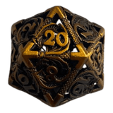 Würfel Stube W20 Metallwürfel mit fliegenden Drachen - Gold  - 18mm