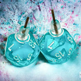 Würfel Stube W20 Ohrring-Stecker Translucent Teal