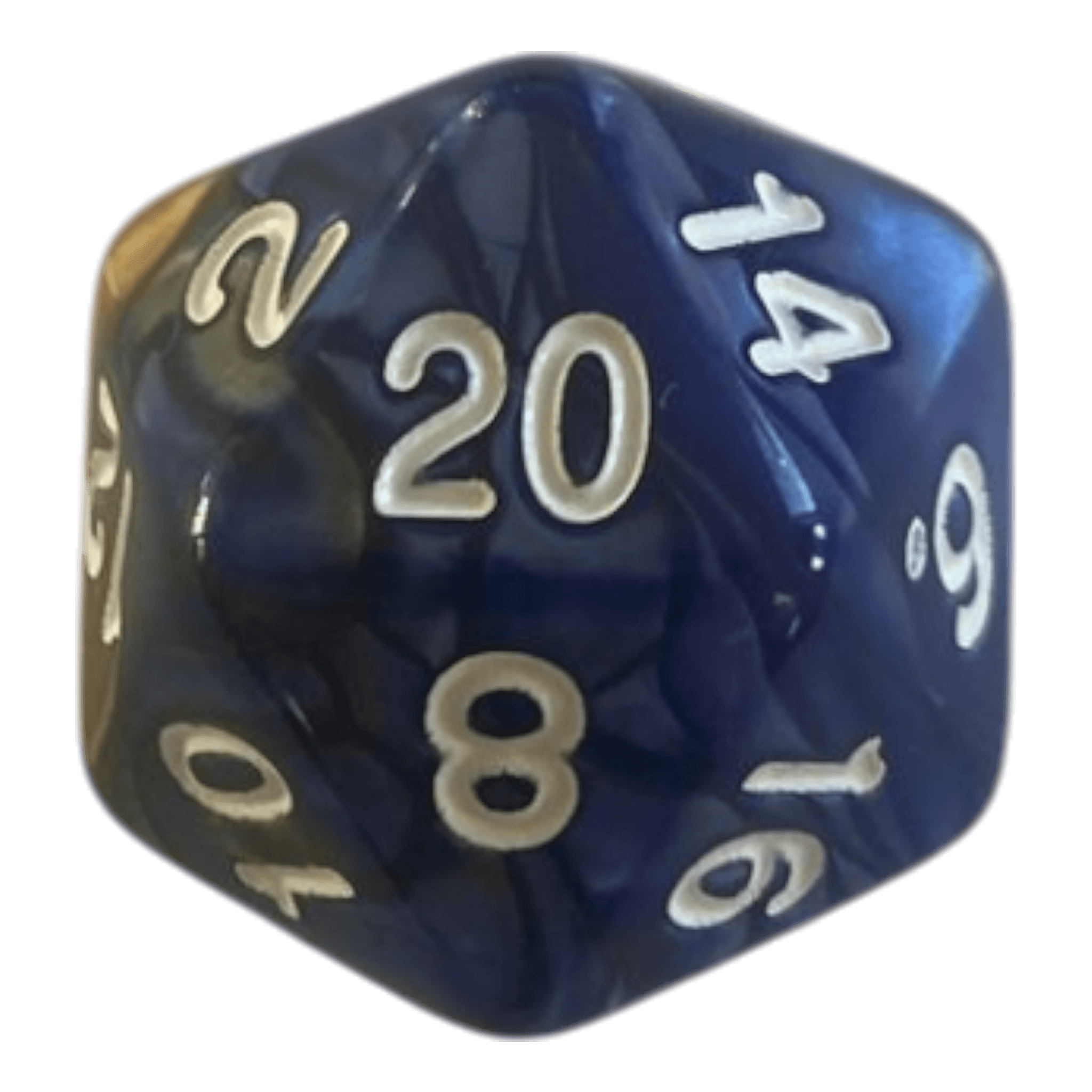 Würfel Stube W20 Perlmuttwürfel in Blau & Gold