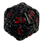 Würfel Stube W20 Totenkopf Metallwürfel (Schwarz mit roten Nummern) - 18mm