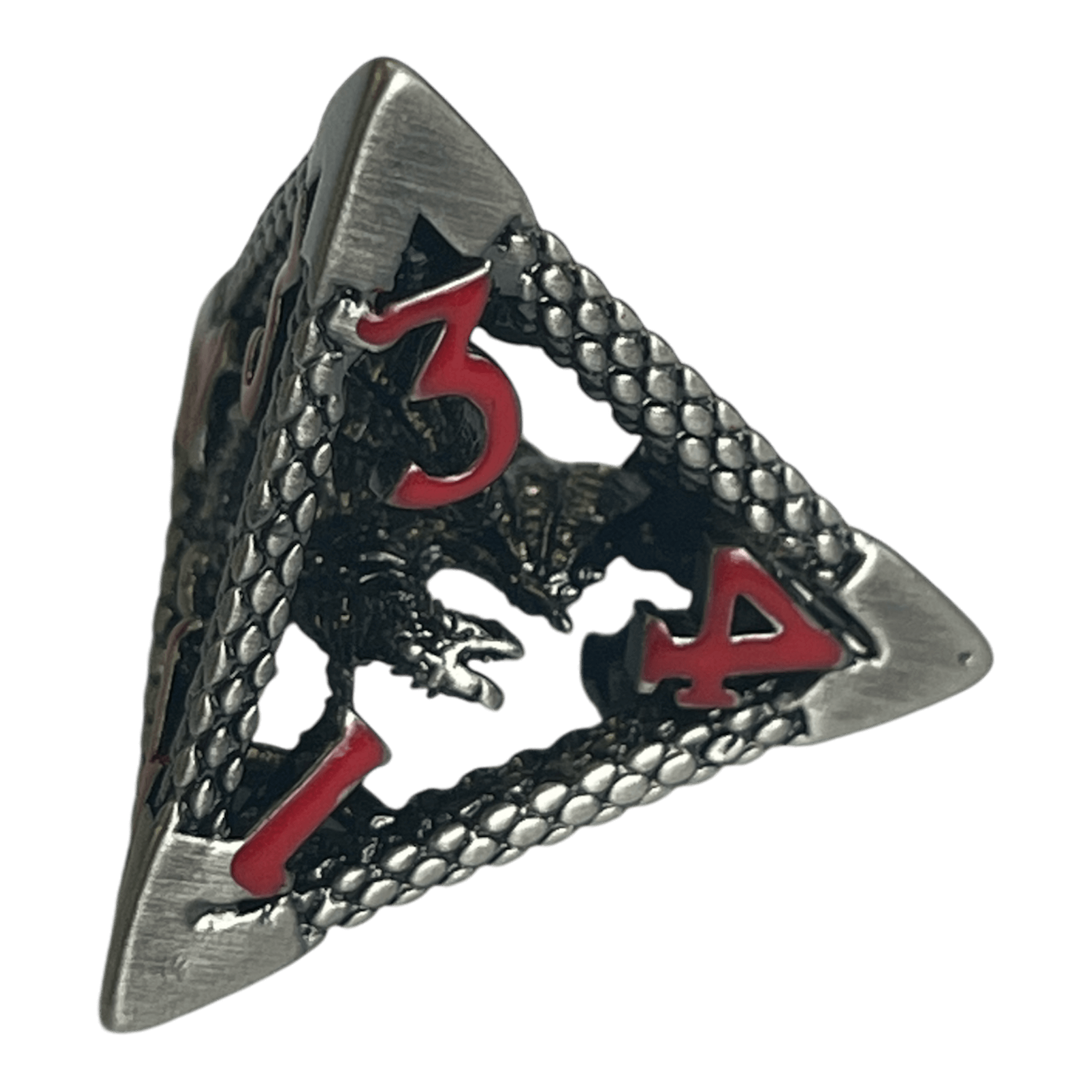 Würfel Stube W4 Drachenwürfel (Nickel mit roten Nummern) - 18mm