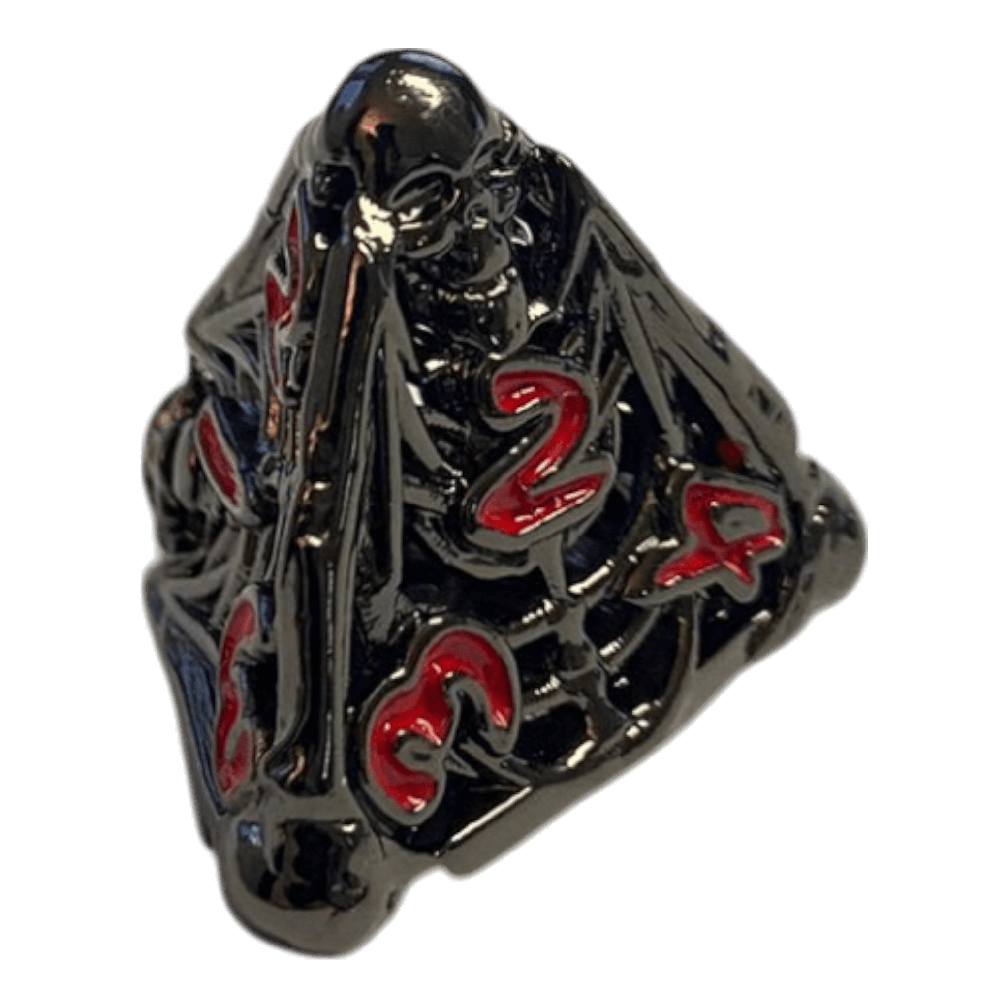 Würfel Stube W4 Totenkopf Metallwürfel (Schwarz mit roten Nummern) - 18mm