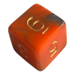 Würfel Stube W6 Marmorierter Würfel in Orange/Grau mit goldenen Zahlen