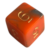 Würfel Stube W6 Marmorierter Würfel in Orange/Grau mit goldenen Zahlen