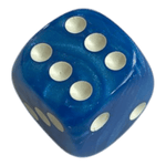 Würfel Stube W6 Perlmuttwürfel in Blau mit weißen Augen