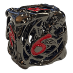 Würfel Stube W6 Totenkopf Metallwürfel (Schwarz mit roten Nummern) - 18mm