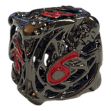 Würfel Stube W6 Totenkopf Metallwürfel (Schwarz mit roten Nummern) - 18mm