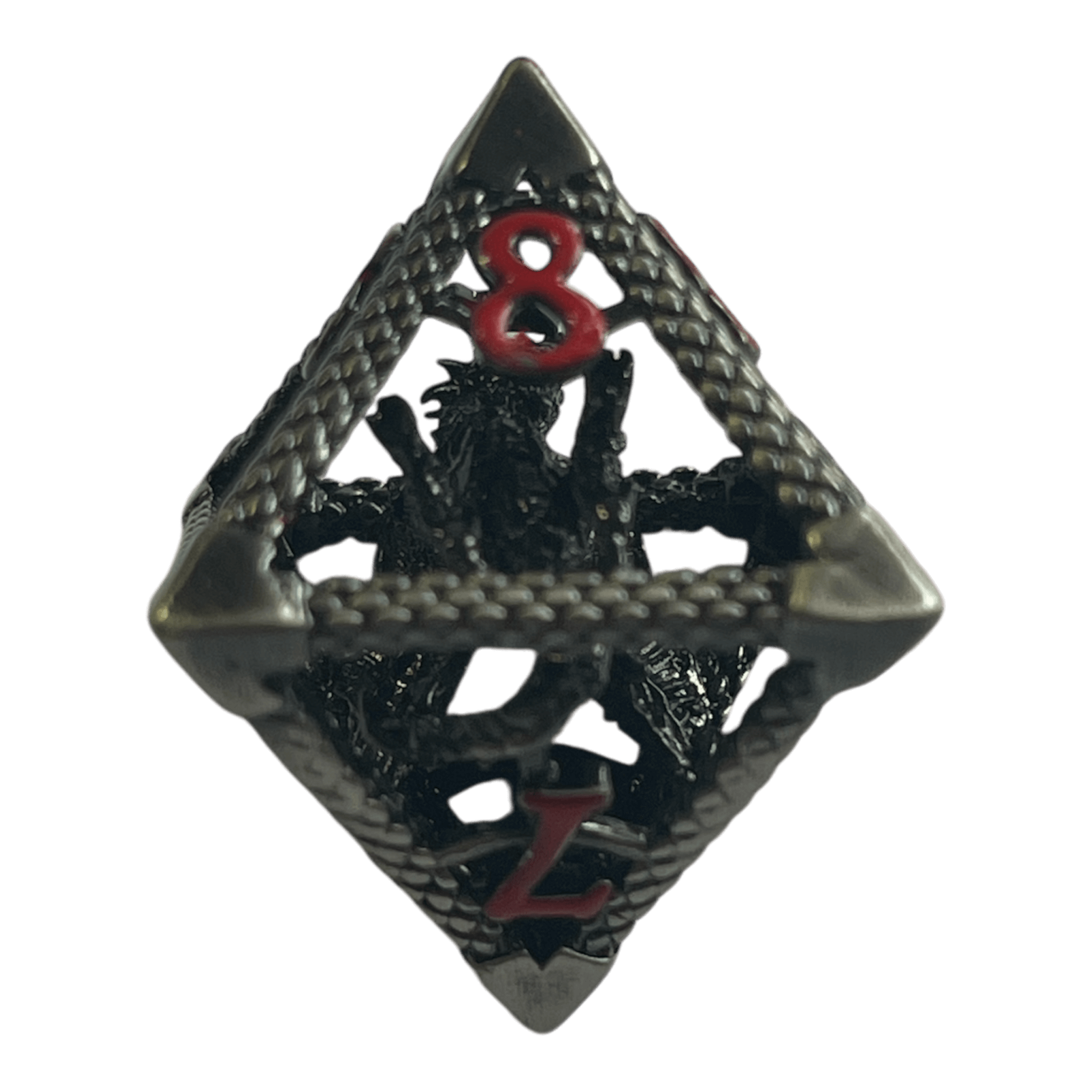 Würfel Stube W8 Drachenwürfel (Nickel mit roten Nummern) - 18mm