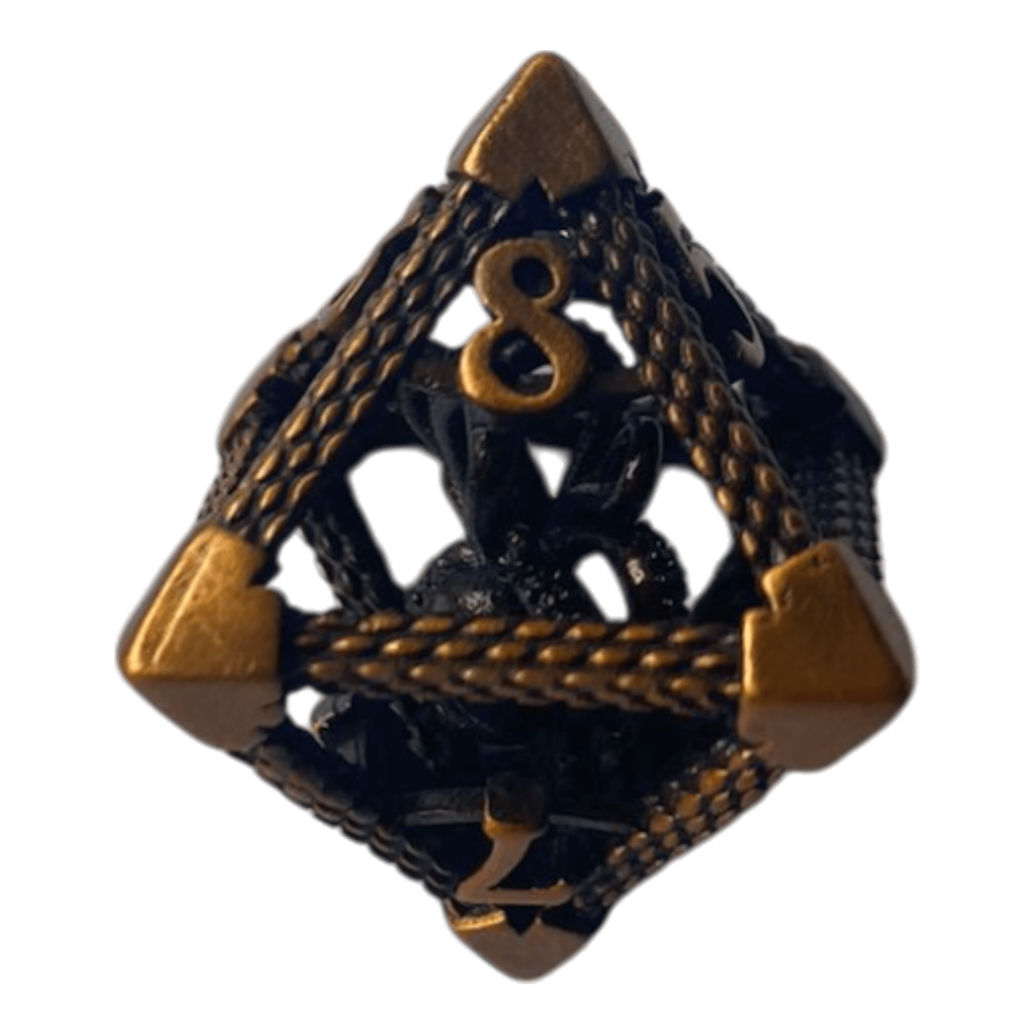 Würfel Stube W8 Oktopus Metallwürfel (Ancient Gold mit goldenen Nummern) - 18mm