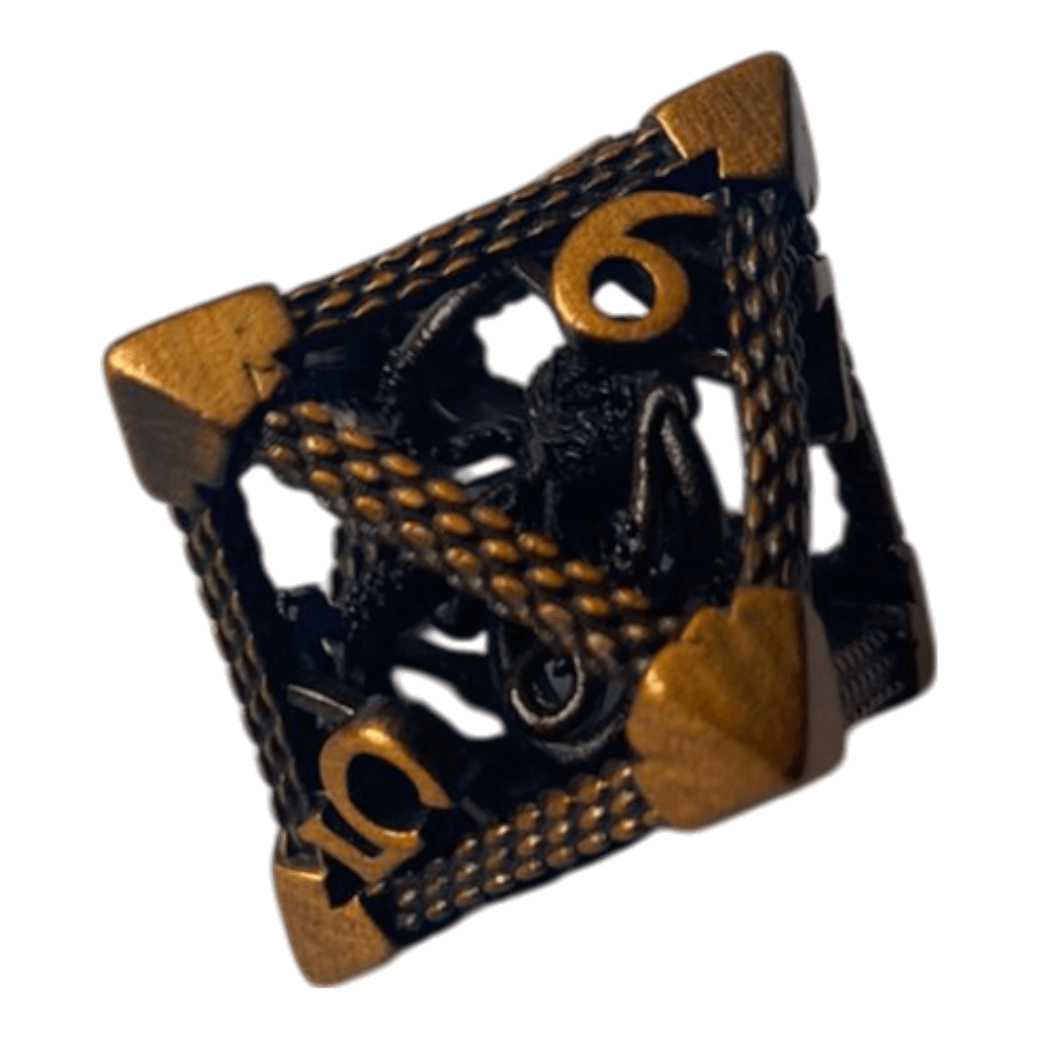 Würfel Stube W8 Oktopus Metallwürfel (Ancient Gold mit goldenen Nummern) - 18mm